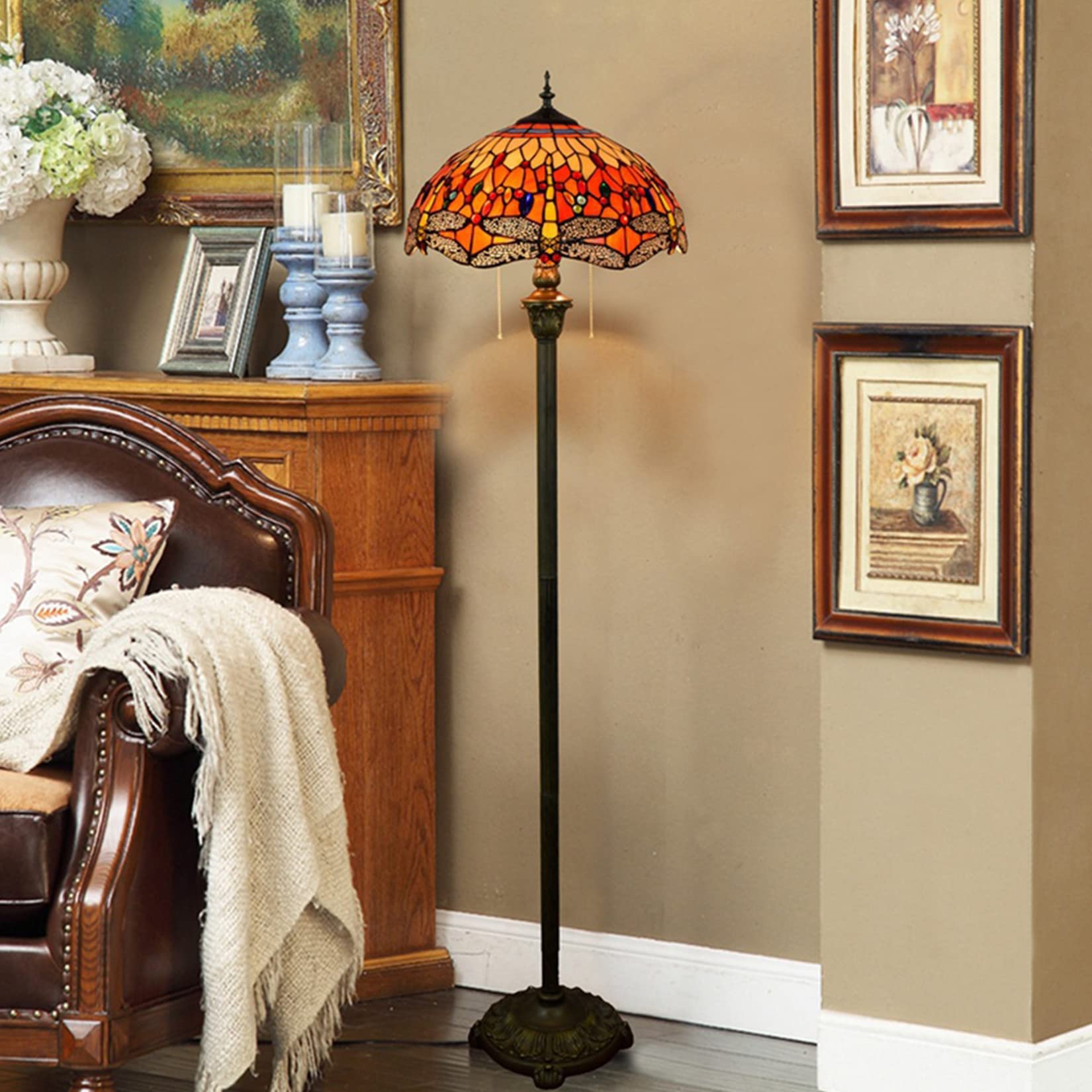 Amazon.com: errzom Grape Rose Dragonfly Tiffany Floor/Table Lamps